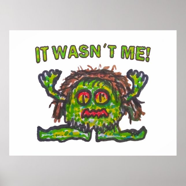 Póster No culpable gremlin gracioso ilustracion dibujado  (Frente)