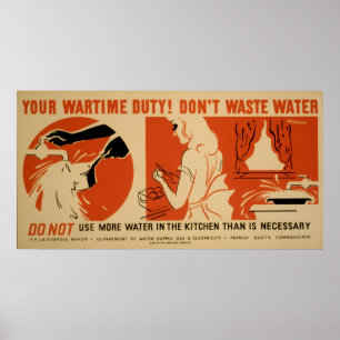 Póster No desperdiciar agua Cocina Vintage Poster de WPA