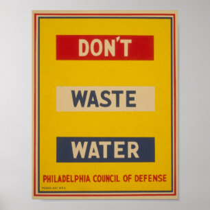 Póster No desperdiciar el Poster de WPA vintage de agua