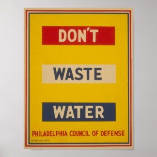 Póster No desperdiciar el Poster de WPA vintage de agua