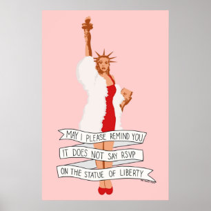 Póster No Dice RSVP Sobre La Estatua De La Libertad El