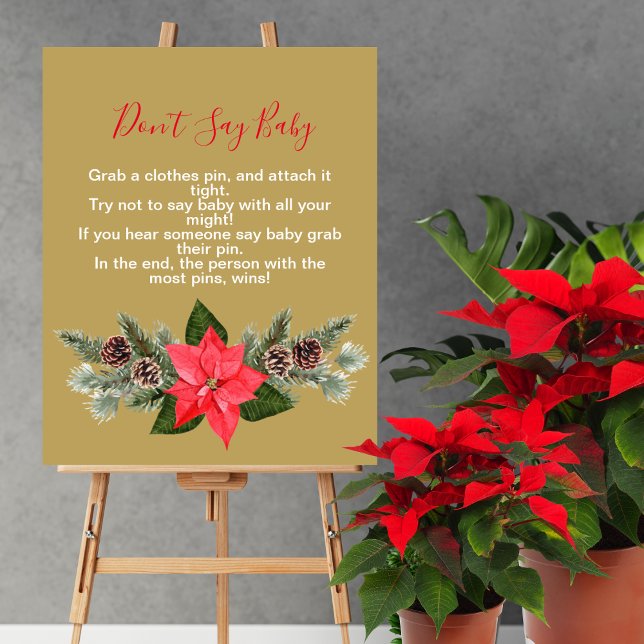 Póster No digan baby Winter Red Poinsettia Pinecone (Subido por el creador)