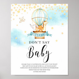 Póster No digan signos de juego de bebé animales de globo