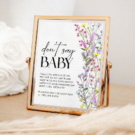 Póster No digas Baby Boho Wildflower Floral Baby Shower