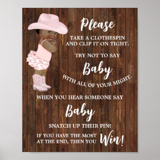 Póster No digas Baby Clothespin un juego de ducha de vaca