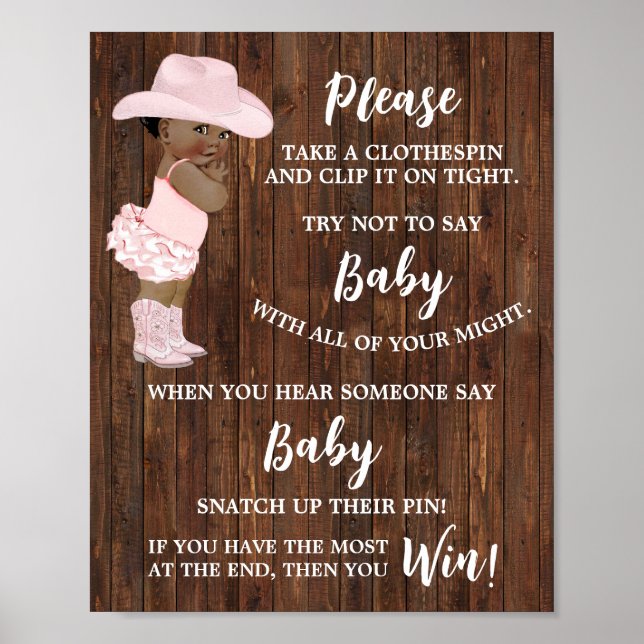Póster No digas Baby Clothespin un juego de ducha de vaca (Frente)
