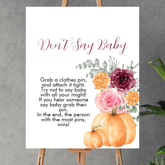 Póster No digas baby fall calabaza borgoña rosa floral (Subido por el creador)