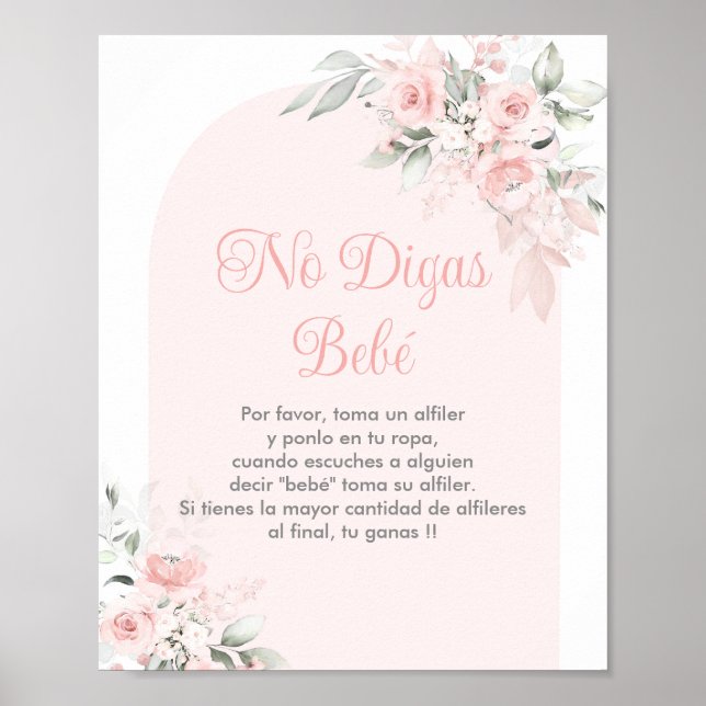 Póster No Digas bebe Chica de Baby Shower español (Frente)