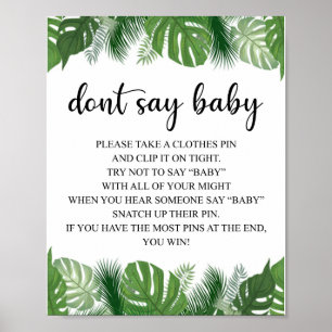 Póster No digas bebé - juego de Baby Shower rige Monstera