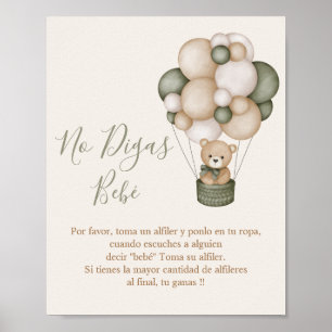 Póster No Digas Bebé letrero para Baby Shower