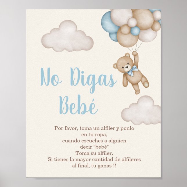 Póster No Digas Bebé letrero para Baby Shower (Frente)