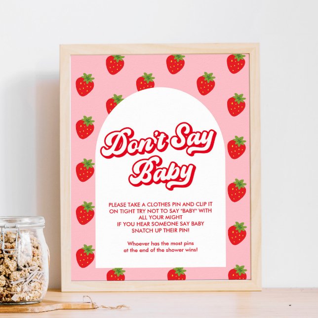 Póster No digas juego de Baby Shower Baby Strawberry (Subido por el creador)