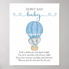 Póster No digas juego de Baby Shower de Baby Blue Elephan