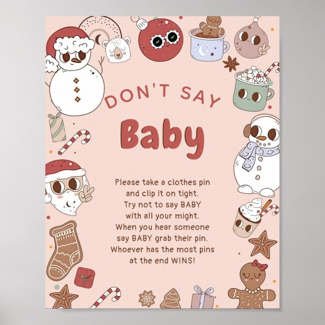 Póster No digas juego de Baby Shower de Navidades de Baby (Frente)