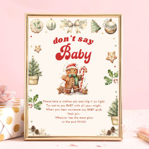 Póster No digas juego de Baby Shower para bebés Navidades