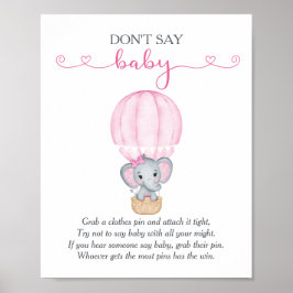 Póster No digas juego de Baby Shower para los elefantes r