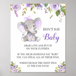 Póster No digas juegos de bebé Elephant Baby Shower