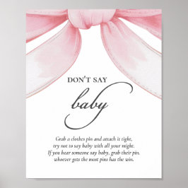 Póster No digas Poster de Baby Shower Baby Pink Bow