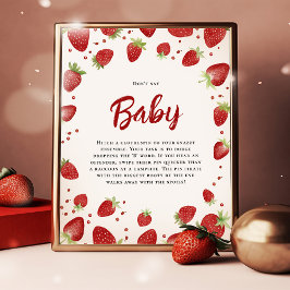 Póster No digas Rótulo de Baby Shower Baby Strawberry