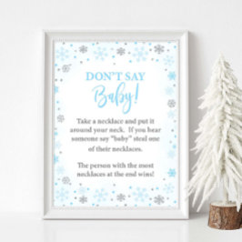 Póster No digas Rótulo de juego Baby Winter Blue Shower