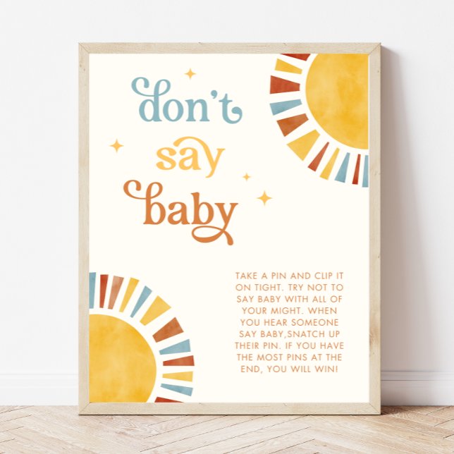 Póster No digas Rótulo de juego de Baby Shower Baby Boho  (Subido por el creador)