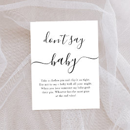 Póster No digas Rótulo de juegos de Baby Shower