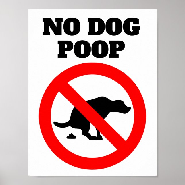 Póster No Dog Poop Moderno Rótulo de mensajes simples (Frente)
