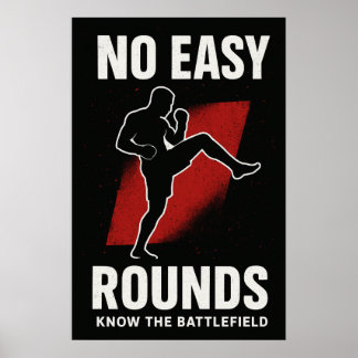 Póster No Easy Rounds MMA Motivation Poster