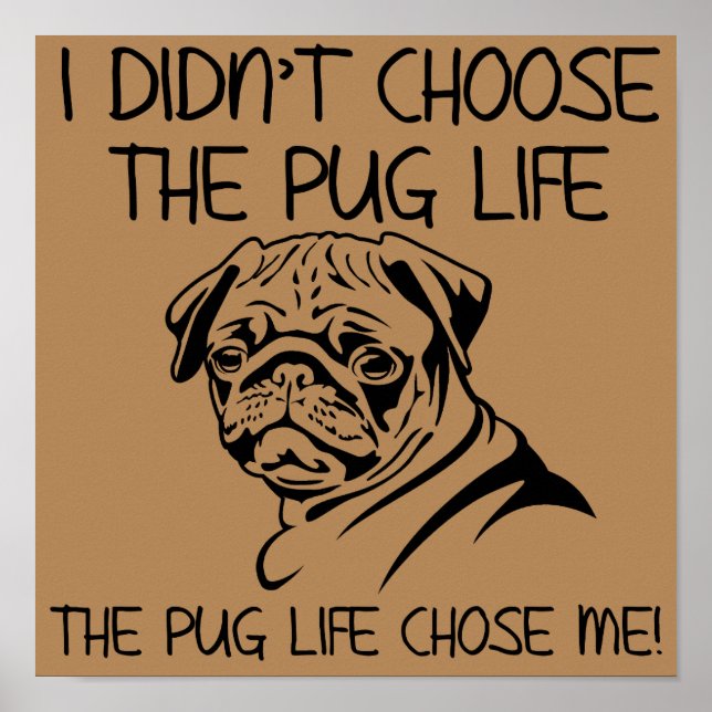 Póster No Elegí La Vida De Pug Cartel Divertido (Frente)