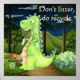 Póster No ensuciar, reciclar dragón