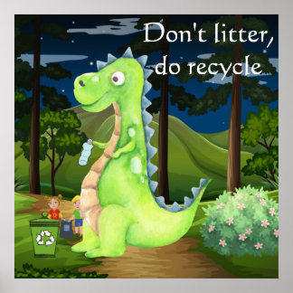 Póster No ensuciar, reciclar dragón