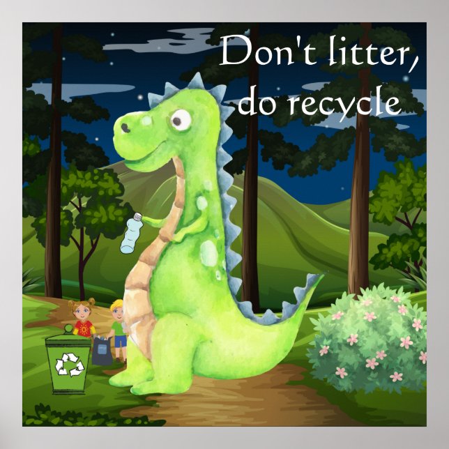 Póster No ensuciar, reciclar dragón (Frente)