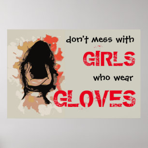 Póster No ensucie con los chicas que llevan los guantes -