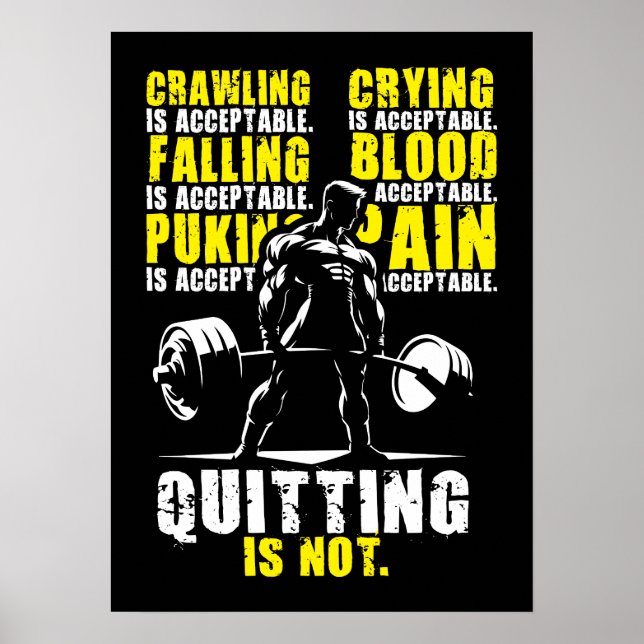 Póster No Es Aceptable Salir - Gimnasio Motivacional (Frente)