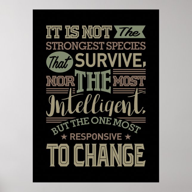 Póster No Es La Especie Más Fuerte La Que Sobrevive (Frente)