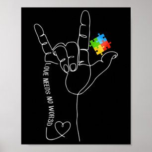 Póster No Es Necesario Palabra Asl Autism Awareness Sped 