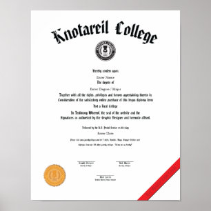 Póster No es un verdadero Diploma Universitario 11 X 14