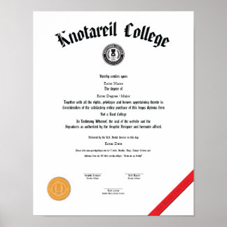 Póster No es un verdadero Diploma Universitario 11 X 14