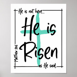Póster No Está Aquí Él Se Levanta Jesús Cristiano Cruz E