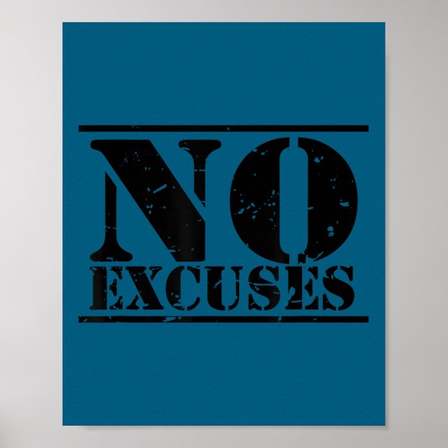 Póster No Excuses Athlete Training Motivation Distressed  (Frente)