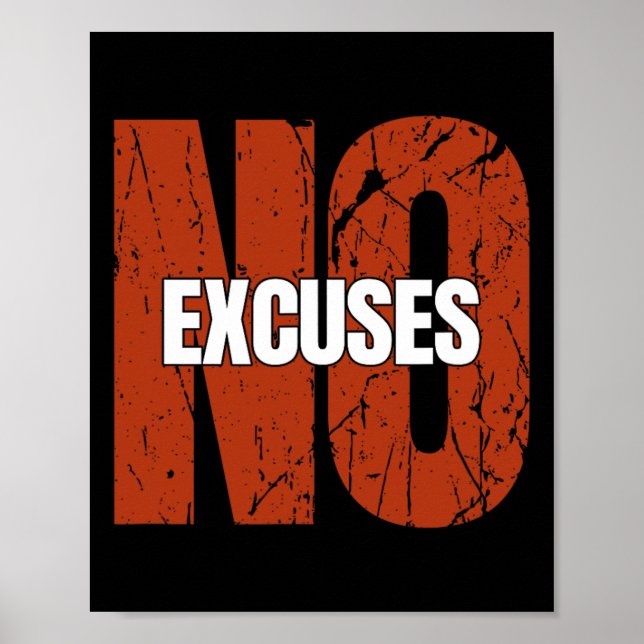 Póster No Excuses Inspirational Saying Motivational Gym W (Frente)