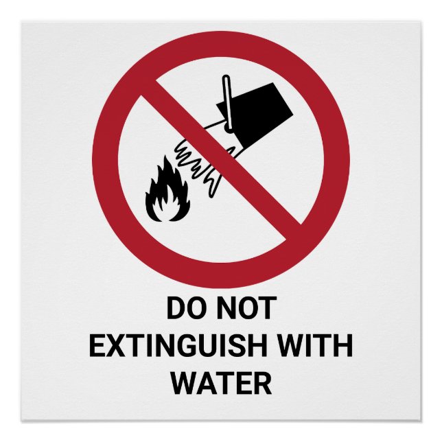 Póster No Extinguir Con Agua, Rótulo De Prohibición (Anverso)