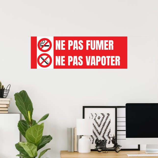 Póster No fumar, no vapear cartel  (Oficina en casa)