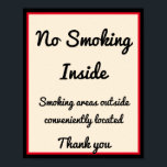 Póster No fumar Poster 3 áreas de texto Personalizado<br><div class="desc">No fumar Poster 3 áreas de texto Personalizados. Añade o cambia el texto para que se adapte a ti.</div>