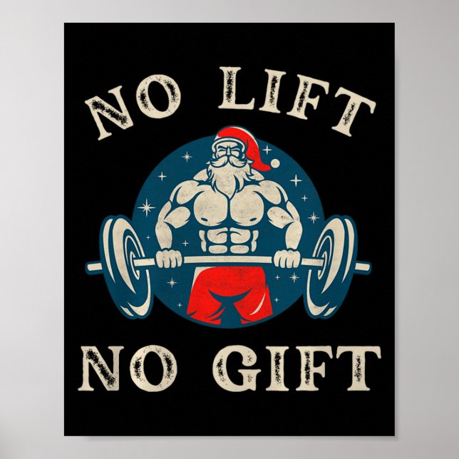 Póster No Gift No Lift Funny Workout Santa Christmas Gym  (Frente)