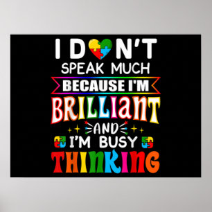 Póster No hablo mucho autismo brillante autista
