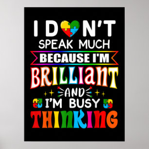 Póster No hablo mucho autismo brillante autista