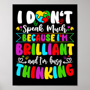 Póster No Hablo Mucho Autismo Brillante Conciencia Auti