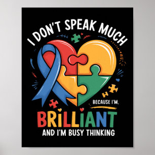 Póster No Hablo Mucho Autismo Brillante Niño Autista Gi