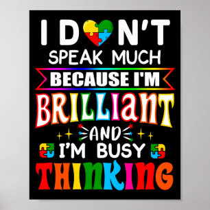 Póster No Hablo Mucho Brillante Autismo Chicos Autistas R